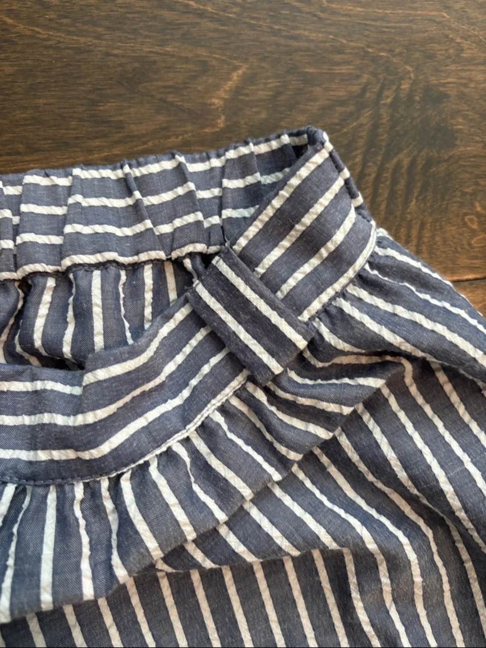 Striped Button-Front Blue Midi Skirt - Picture 3 of 4